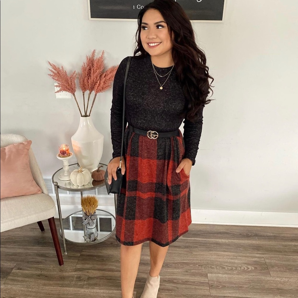 ISO: looking for this sweater checkered dress.